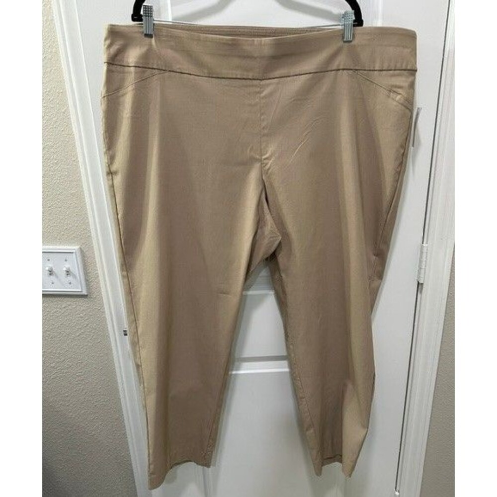 NWT Jones Studio Womens Plus Size 24W Khaki Pull-On Slim Pants Stretchy
